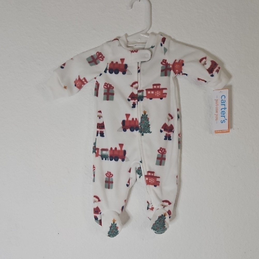 Carter's White and Red Holiday Footie